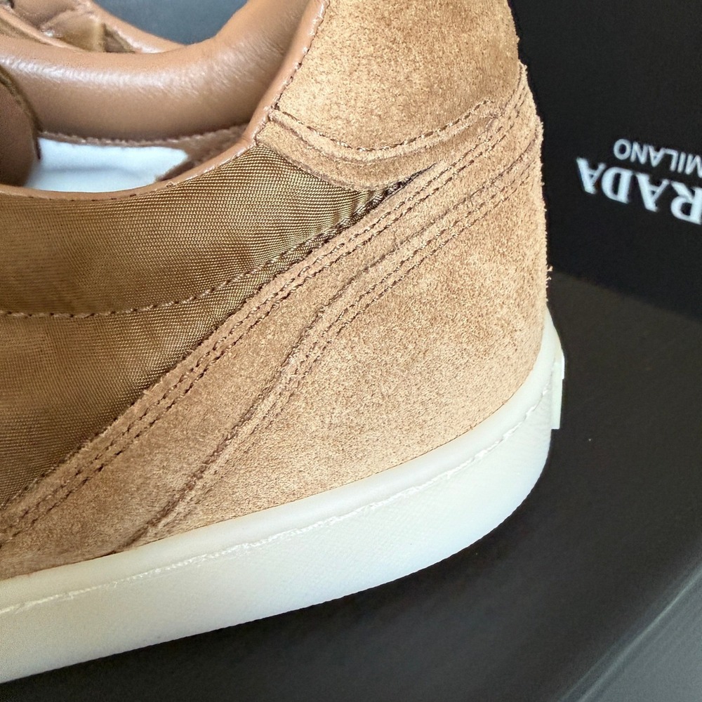 Prada Milano 2EE442 Men Brown Suede & Fabric Low Top Sneakers Trainers Sz UK 9 - Picture 11 of 16